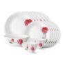 Larah by Borosil Belle Fluted Series Opalware Dinner Set | 19 Pieces for Family of 6 | Microwave & Dishwasher Safe | Bone-Ash Free | Crockery Set for Dining & Gifting | Plates & Bowls | White