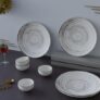 The Earth Store Brown Spiral Ceramic Dinner Set 8 Pieces Serving for 4 Microwave & Dishwasher Safe, Bone-Ash Free, Crockery Set for Dining and Gifting
