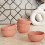 The Earth Store Spiral Pink Ceramic Bowl Set of 6, 150ml Each | Dishwasher & Microwave Safe Bowl for Snack, Vegetable Dal, Curry, Salad, Perfect for Gifting & Daily Use