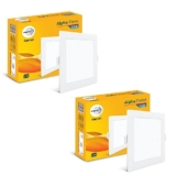 Wipro Garnet 12W Square LED Alpha Panel | Cool Day White (6500K) | Recessed Down Light for False Ceiling | Cutout – 125mm*125mm | Pack of 2