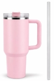 Toy Imagine Stainless Steel Insulated Tumbler with Handle, Lid & Straw | Hot & Cold Large Travel Mug Water Cup for Gym, Office & Outdoor Use | Leakproof | 1200 ml(Pink)