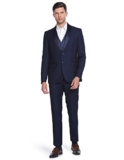Arrow Contrast Waistcoat Self Design Three Piece Suit Blue