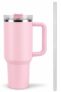 Toy Imagine Stainless Steel Insulated Tumbler with Handle, Lid & Straw | Hot & Cold Large Travel Mug Water Cup for Gym, Office & Outdoor Use | Leakproof | 1200 ml(Pink)