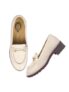 Shoetopia Upper Buckle Detailed Cream Loafers for Girls & Gilrs-EU36