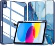 Robustrion Cover for iPad 11th (A16) / 10th Generation Cover Case (2025/2022) [Pencil Holder] (Right Side) [Auto Sleep Wake], Trifold Flip Stand Case for iPad 10th Gen / 11th Generation – Marble Blue