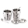 Attro Stainless Steel Storage Pot for Oil, ghee, Tea, Coffee, Sugar, Spices & More. Includes 2 Spoons. Durable, Multipurpose, Standard Size – Set of 2