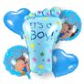 ITAF Set Of 5 Pcs Foil Balloons For Baby Boy Welcome / Baby Shower / First Birthday Decoration / Kids Birthday Party / Latex Balloons -1 It’s A Boy Foot, 2 Blue Heart Shaped Foil Balloon ,2 Round Printed Baby Boy Foil Balloons