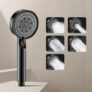 Amazon Basics 5 Mode Hand Held Shower Head For Bathroom | High Pressure Water Flow Hand Shower | ABS Plastic | Essential Bathroom Accessories Black