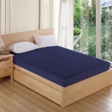 AVI Cotton Feel Terry Soft Waterproof Bed Mattress Protector Single Size 78×36 inch | Washable Breathable Elastic Fitted Mattresses Cover for Single Size Bed (6.5×3 feet, Navy Blue, Fit On 2-10 Inch)