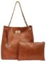 Bagsy Malone Bucket Shaped Tote Bag -Set of 2 | Handcrafted Side Tote Bag for Office and College (Croco Maroon)
