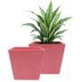 POTS4NATURE Square Pots for Plants | Lightweight Plastic Flower Pot for Indoor & Outdoor Home/Office/Table/Garden/Balcony Decoration | Terracotta Color | 6 Inches (Pack of 2)