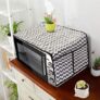 PrettyKrafts Microwave Oven Top Dustproof Cover, Protector, Decorative Kitchen Appliance Cover with Side 4 Utility Pockets, Free Size 13 x 40 inches, Wave Black