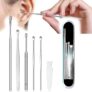 SmartBucket Ear Wax Cleaner Stainless Steel Ear Pick Hygienic and Portable Earwax Removal Kit, Ear Curette Ear Wax Remover Tool with a Cleaning Brush & Storage Box, Resuable Ear Cleaner Tool Set- 6 Pc