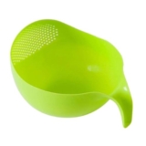 E-COSMOS Water Strainer Multi-Use Strainer/Washer Bowl for Rice Vegetable & Fruits (Rice Bowl) (Pack of 1, Green)