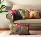 India Circus by Krsnaa Mehta Royal Court Multicolor Satin Blend Cushion Pillow Covers Set of 5 (16 X 16 Inches)