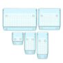 Sulfar 5pcs Bathroom Drawer Tray Dividers Plastic Vanity Organizers Storage Bins For Makeup Dresser Tray (1S+1M+1B+1L+1XL) Blue