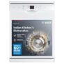Bosch 13 Place Setting (fits up to 70 utensils) Free-Standing Dishwasher for Indian Utensils | Hygiene+ & Intensive Kadhai Program (SMS66GW01I, White, Inbuilt Heater, Removes 99.9% Germs)