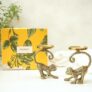 BEHOMA Metal Monkey Pillar Candle Holder Gift Hamper, Festive Gifting Showpiece for Birthday, Housewarming, Anniversary (Set of 2), Gold