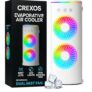 CREXOS 4000mAh Double Ended Spray Cold Air Fan, 2025 New 3 Gears USB Rechargeable LED Light Cooler Touch & Remote Ice Filling Fan Multifunctional Eco-Friendly (WHITE)