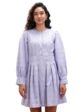 Vishudh Women Long Sleeve Round Neck Dress VVa1000084 Purple L