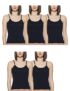 Rupa Softline Women Super Combed Cotton Spaghetti Strap Top, Under-Shirt, Stretchable and Body-Hugging, Black,Pack of 5