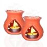 Pure Source India Ceramic Clay Oil Burner Aroma Diffuser (Orange) Set of 2