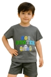 Lymio Junior’s Boys Clothing Set | Cotton T Shirt for Boy | Stylish Kids Wear Set | Casual Wear Kids Dress (DTS-72-Dark-Grey) | Age 1-2 Years