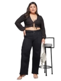 Miss Chase A+ Women’s Wide Leg High Rise Clean Look Regular Stretchable Denim Jeans (APSS22DEN12-17, Black, 32)
