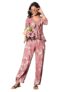 barcino Pink Tropical Front Tie Top With Pants