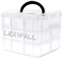 Leawall 3 Layers 18 Grid Plastic Transparent Jewelry/Makeup/Cosmetic Storage Box Portable Jewelry Box Accessories for Earrings Ring (Transparent)