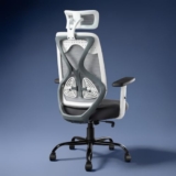 CELLBELL C190 Berlin Office Chair, High Back Mesh Ergonomic Home Office Desk Chair (Grey – White)