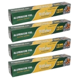 Freshee 9 Plus 2 m Aluminium Silver Kitchen Foil Roll Paper Pack of 4|11 Micron Thick|Food wrap|Disposable Food Parcel|Fresh Food|Food Grade