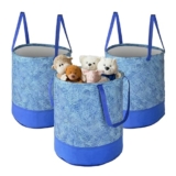 Urbane Home Pack of 3 Foldable 45L Toys Organizer for Kids Room – Soft Toys Storage Bag/Basket/Container with Handles | Wavy Pattern -Blue