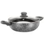 amazon basics Aluminium Granite Finish Kadhai with Glass Lid | Non-Stick | Soft Touch Handles | Induction Bottom | 2500 ml | Grey