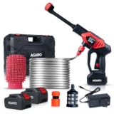 AGARO Marvel Cordless High Pressure Washer Gun, Premium Build Car Washer, 24V Rechargeable Battery (2 x 1500mAh), 110–240V, 10 Bar, Car, Bike & Home Cleaning, 6-in-1 Adjustable Nozzle, 5M Hose Pipe