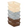 RATAN PLASTICWARE Diana Tray Rectangular-Medium (Pack of 6) Plastic Storage for Desk Basket/Organizers for Stationery, Jewellery, Tools,Kitchen, Office-Lt Brown / Daiso Grey / Twist Beige