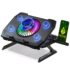Dyazo Laptop Cooling Pad |Laptop Stand with Cooling Fan | Adjustable Height 5 Step with Mobile Holder Compatible for All laptops & Notebook 11.6/13.3/14 / 15.6 inch – (Black)