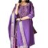 Women’s Chanderi Silk Kurti with Rayon Slub Pants & Dupatta | Printed Three-Quarter Sleeve Ethnic Set 6 Purple-S