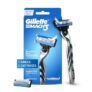 Gillette Mach 3 (Handle + 2 Cartridges) Shaving Razor For Men | Most Comfortable Shave | 3D Blade Technology That Adjusts To Your Face | Metal Handle For Superior Grip