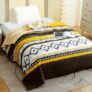 MollisHomes Ac Comforter Single Bed Boho with Satin Finish 240 GSM – Reversible AC Comforter -Black & Yellow, Aztec Comforter Quilt Duvet Dohar Blanket for Mild Summer 150 X 225 cm