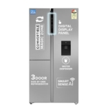 Haier 592L 3Star 3-Door Water Dispenser Side by Side Frost Free Refrigerator|Convertible|Wi-Fi|Inverter|Digital Display Panel|Deo Fresh Technology (HRT-683WISU1, Inox Steel)