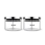 Borosil Classic Jar (300ml x 2) with Stainless Steel Lid | Borosilicate Glass Storage Organiser | Microwave & Dishwasher Safe Kitchen Containers for Spices, Snacks, Grains, Dals