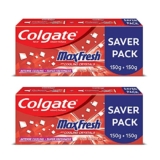 Colgate Maxfresh Toothpaste, Red Gel Paste with Menthol For Super Fresh Breath, 300g, 150gx2 (Spicy Fresh)