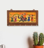 JaipurCrafts Wooden Rajasthani Art Work 6 Hook Hanging Key Holder/Keychain Holder- Decorative Items for Home Decor (Brown (12 x 6 in)