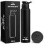 SLOVIC Steel Water Bottle 1 Ltr | Fridge Water Bottle with Sipper Cap | 100% BPA Free & leak-Proof | Sipper Bottles for Adults | Ideal for School, Gym, Office, Travel | Black