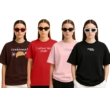 STYLENSE Cotton Blend Oversized Baggy Fit Half Sleeve Printed Round Neck Multicolor Drop Shoulder T-Shirt for Womens & Girls (Pack of 4)(PO4_OSW_CRS_IAK_BTY_DCT_M)