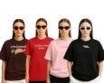 STYLENSE Cotton Blend Oversized Baggy Fit Half Sleeve Printed Round Neck Multicolor Drop Shoulder T-Shirt for Womens & Girls (Pack of 4)(PO4_OSW_CRS_IAK_BTY_DCT_M)