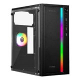 Zebronics Gaming Chassis, Micro ATX/Mini ITX, 80mm Rear Inner Glow Multicolor Fan, USB 3.0, 2X USB Ports, Acrylic Side Panel, Front Panel Multicolor Light Strip, Top-Mounted PSU (Froz)