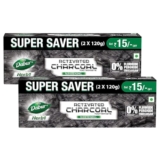 Dabur Herb’L Activated Charcoal Toothpaste – 480g (120g x 4) | Black Gel Toothpaste | Whitening | Fluoride Free | Fights Plaque & Extrinsic Stains | With Power Of Mint | Refreshing Mouth Experience