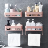 Plantex (Primax) Plastic Self Adhesive Bathroom Shelf/Bathroom Organizer Shelf/Wall Mount Bathroom Accessories – Pack of 4 (Pink)